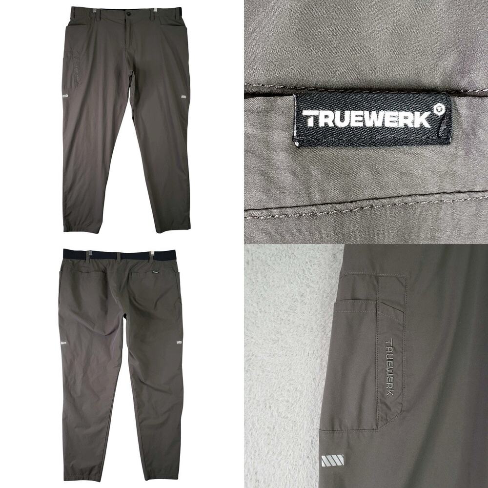 Truewerk Mens Black Workwear Pants Size 44X32 Cargo Deep Stretch Pockets